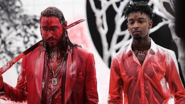 Post Malone e 21 savage ricoperti di sangue nel video di Rockstar