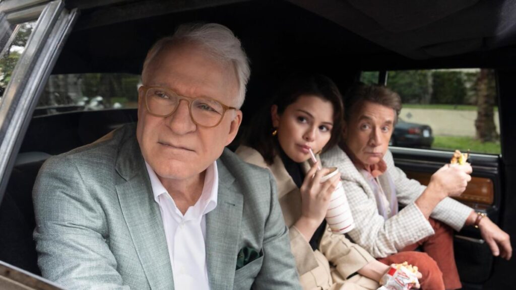 I tre protagonisti in una scena di Only murders in the building, una delle migliori Serie Tv da vedere nate negli ultimi cinque anni