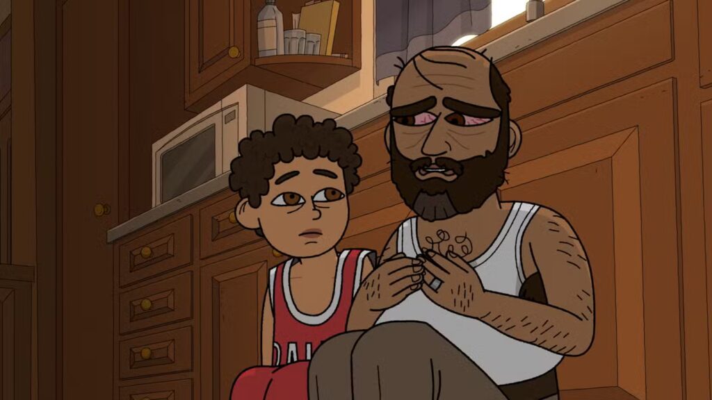 Rumi e suo padre in una scena di Happy Family USA