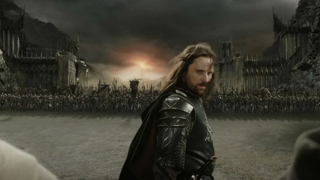 Aragorn di fronte all'Oscuro cancello in Il signore degli anelli