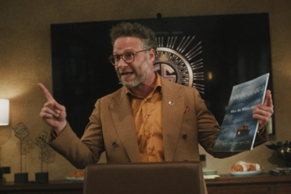 In foto l'attore protagonista di The Studio in una scena della serie