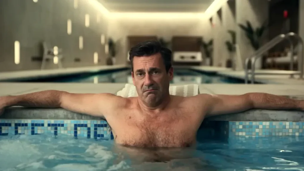 Jon Hamm in una scena di your friend and neighbors, una delle Serie Tv da vedere