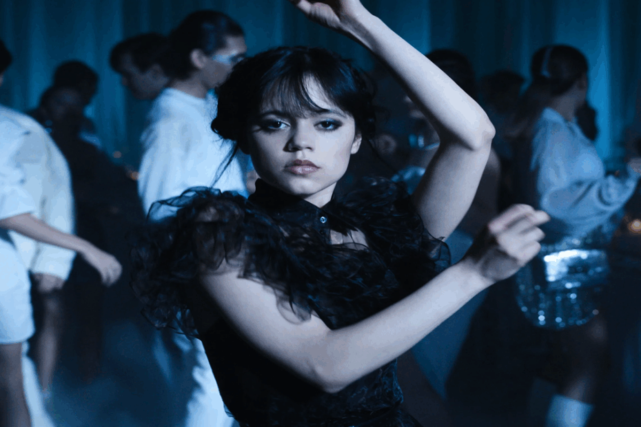 Jenna Ortega in una scena di Mercoledì