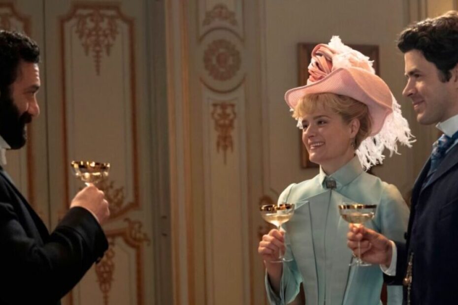 Larry e Marian ricevono le congratulazioni di Mr Russell in The Gilded Age 3x05