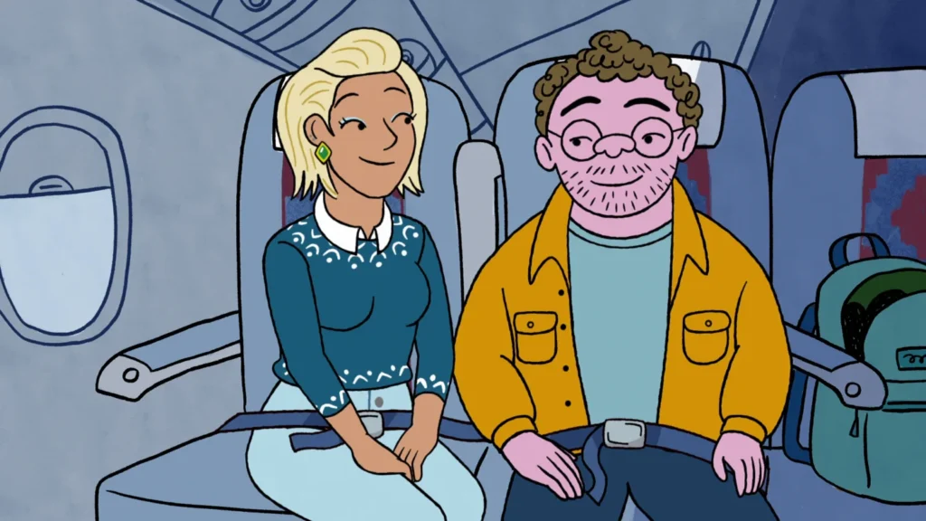 Avi e Jen viaggiano in aereo per incontrare per la prima volta la famiglia