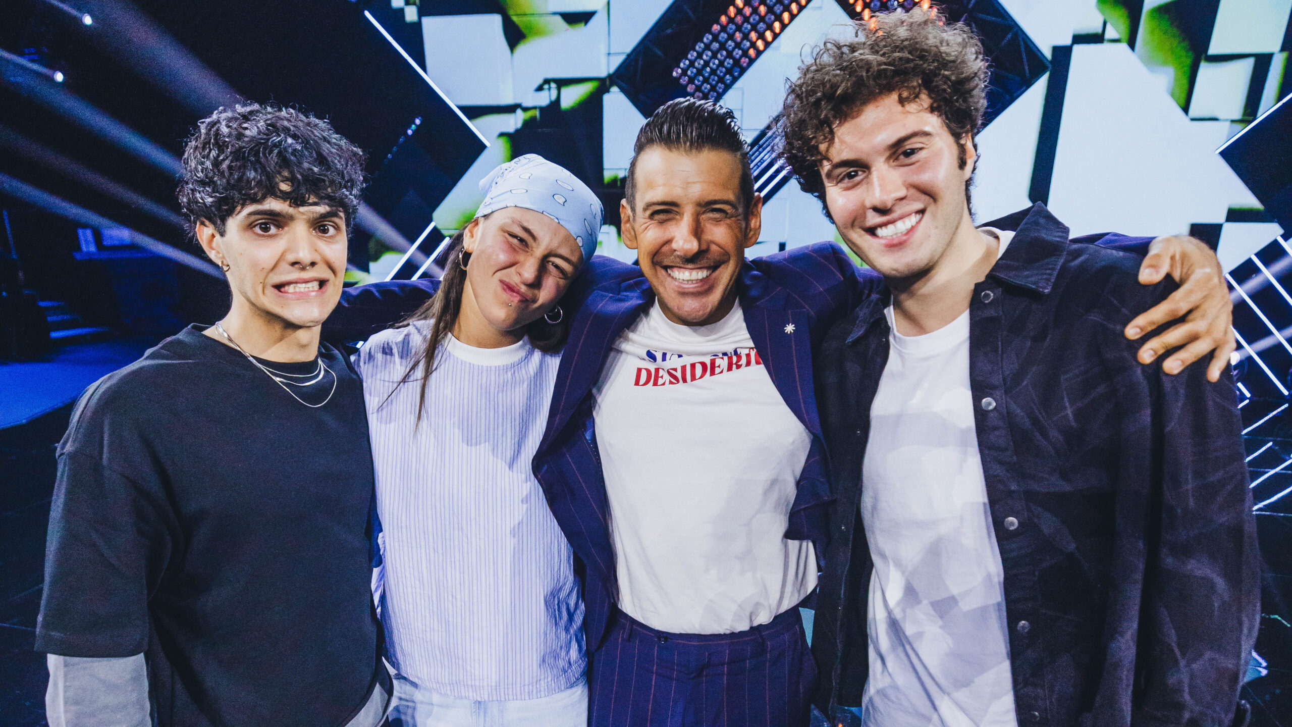 la squadra di Francesco Gabbani a X Factor 2025 - Immagini concesse da Sky Italia