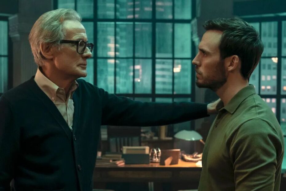 Sam Claflin e Bill Nighy in una scena di Lazarus, una delle migliori miniserie Amazon prime video