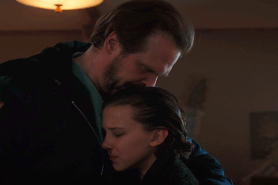 El e Hopper in una scena di Stranger Things