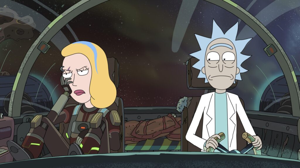 Space Beth e Rick nella seconda puntata dell'ottava stagione di Rick and Morty
