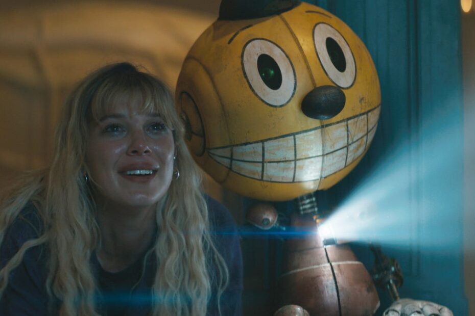 Millie Bobby Brown in una scena di The Electric State, nominato ai Razzie Awards 2026